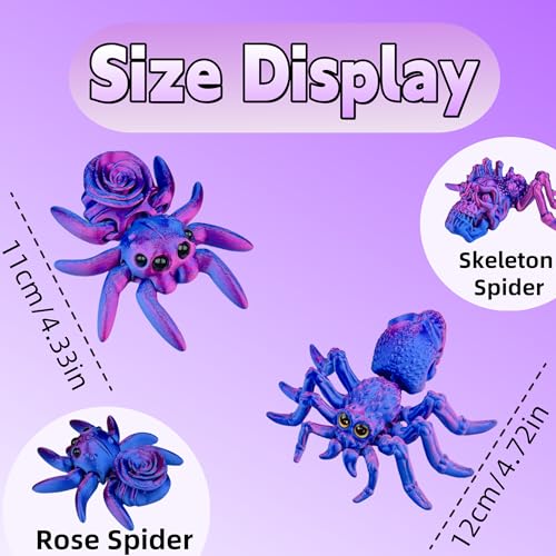 MAVLENT 3D Printed Spider Animals Toys 2PCS Halloween Desk Decor for Adults Fidget Toys Home Office Skeleton Decor Birthday Party Halloween - Image 5