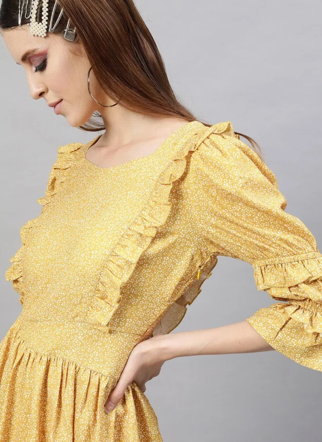 STREET 9 Yellow Georgette Fit & Flare Dress for Women