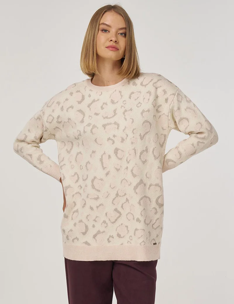 Kayra Patterned Knit Tunic Powder