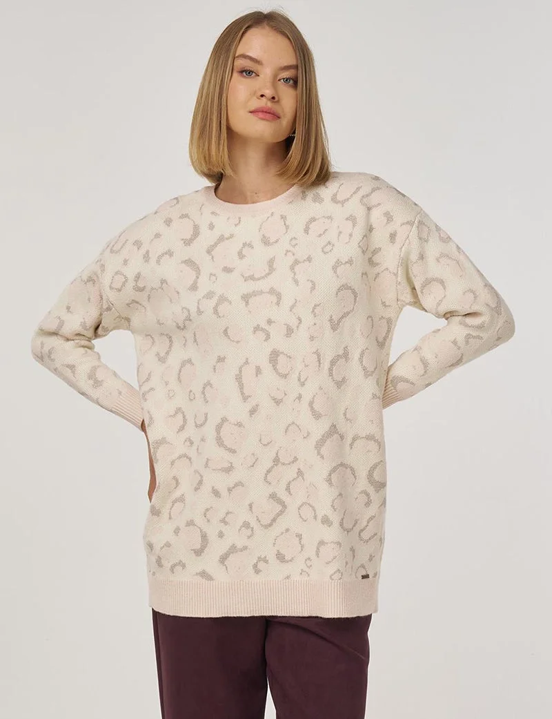 Kayra Patterned Knit Tunic Powder