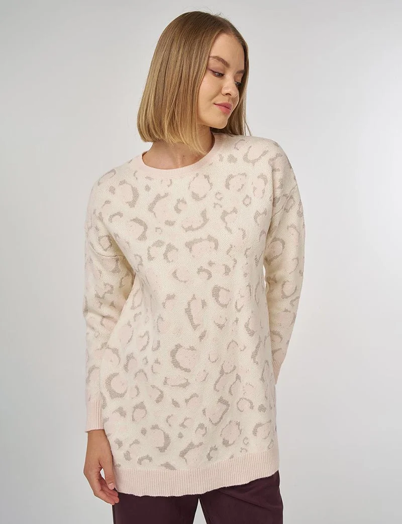 Kayra Patterned Knit Tunic Powder