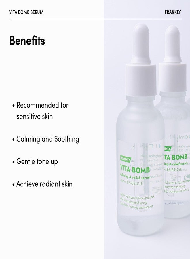 Frankly Vita Bomb Serum - Calming & Revitalizing Complex with Vitamins B3, B5, C, E - Soothes, Moisturizes & Evens Skin Tone | Vegan, Hypoallergenic, 1.01 fl. Oz. - Image 2
