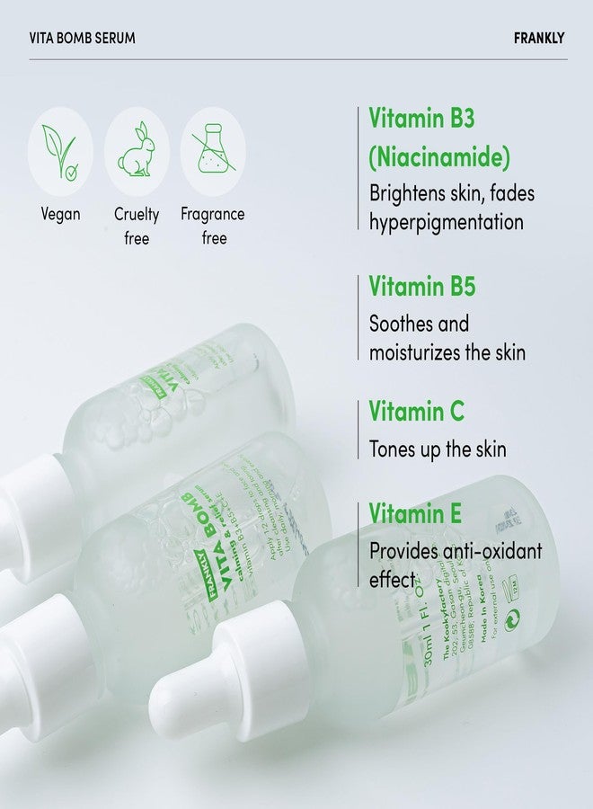 Frankly Vita Bomb Serum - Calming & Revitalizing Complex with Vitamins B3, B5, C, E - Soothes, Moisturizes & Evens Skin Tone | Vegan, Hypoallergenic, 1.01 fl. Oz. - Image 3