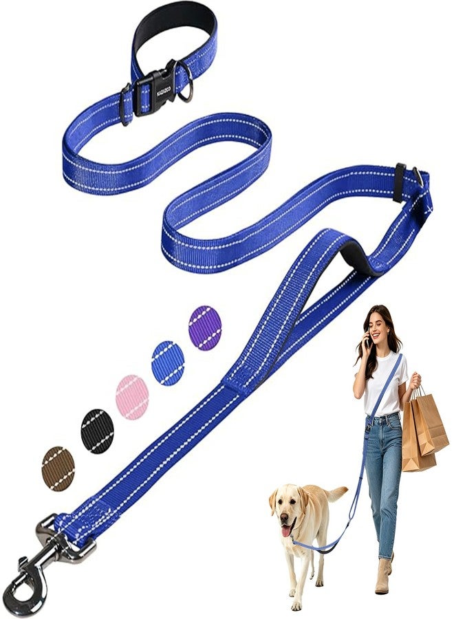 kazazoo Hands Free Dog Leash by Kazazoo, Adjustable 6-9 FT Waist & Crossbody Leash with Quick Off Buckle, Reflective Stitches for Walking, Jogging,Medium to Large Dogs Blue-L - Image 1