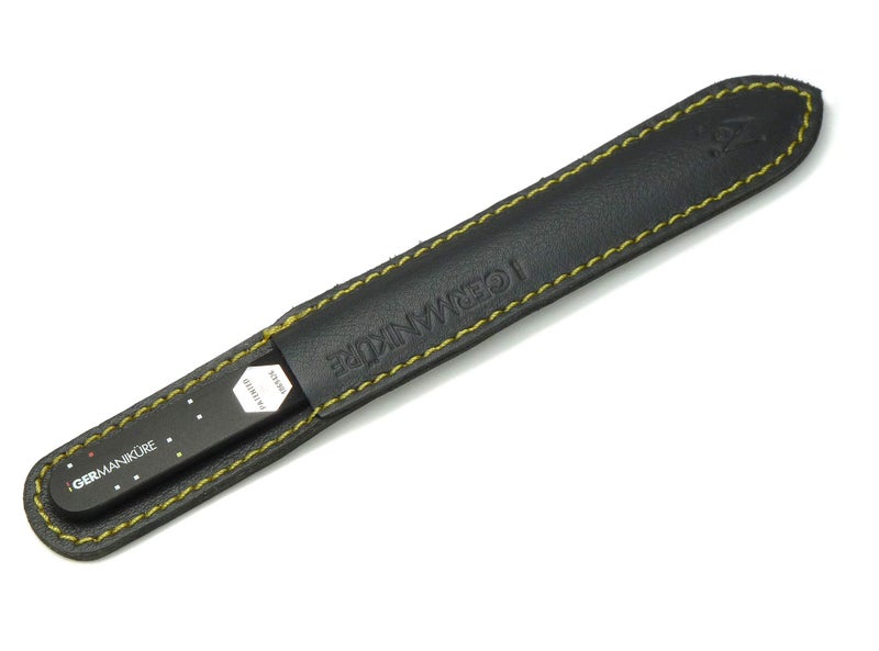 GERMANIKURE Czech Crystal Glass Nail File in Suede Leather Case, Original Black Branded, Professional Manicure & Pedicure Products for Easy Shaping of Natural Nails - Image 4