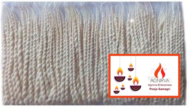 Agnirva White Twisted Long Cotton Wicks Lambi Diya Batti Jyot Rui Batti for Aarti Pooja Puja Pack of 200 Wicks 100 x 2 Deepam Bati Vattalu for Puja Samai Batti Thiri Artiv Batti - Image 4