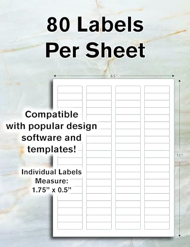 Blank Labels Return Address Label - 1.75” x .50” - 80 Labels Per Sheet - Permanent White Matte - Inkjet and Laser Guaranteed - Easy to Peel - Made in USA - 100 Sheets - 8000 Labels - Image 2