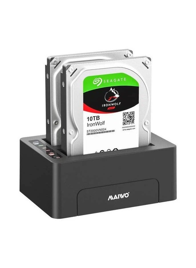 مايوو MAIWO K3082 محطة إرساء / مُكررة ذات حجرتين لـ SATA مقاس 2.5 بوصة/3.5 بوصة - Image 1