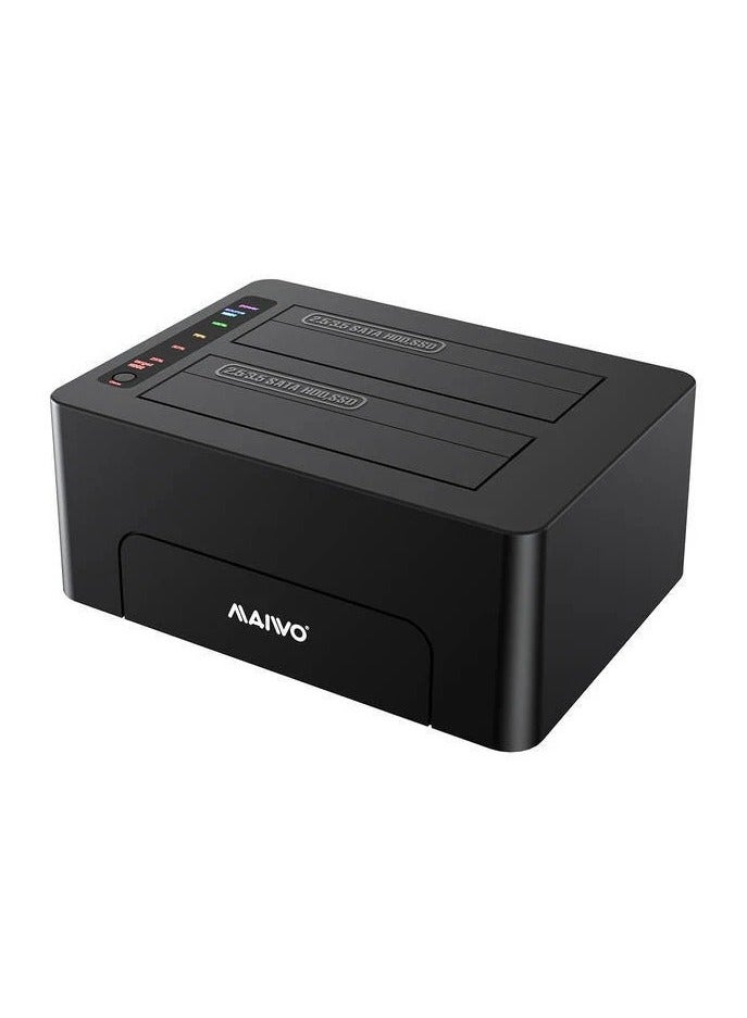 مايوو MAIWO K3082 محطة إرساء / مُكررة ذات حجرتين لـ SATA مقاس 2.5 بوصة/3.5 بوصة - Image 2