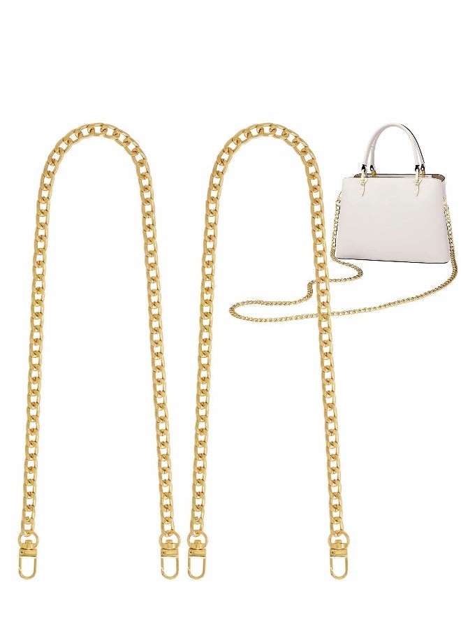 Flat Purse Chain Strap DIY Crossbody Bag Replacement Strap with Metal Buckles - 2Pcs(23.6 Inches/60cm, Gold) - Image 1