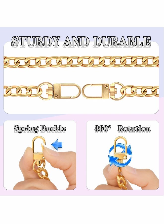 Flat Purse Chain Strap DIY Crossbody Bag Replacement Strap with Metal Buckles - 2Pcs(23.6 Inches/60cm, Gold) - Image 2