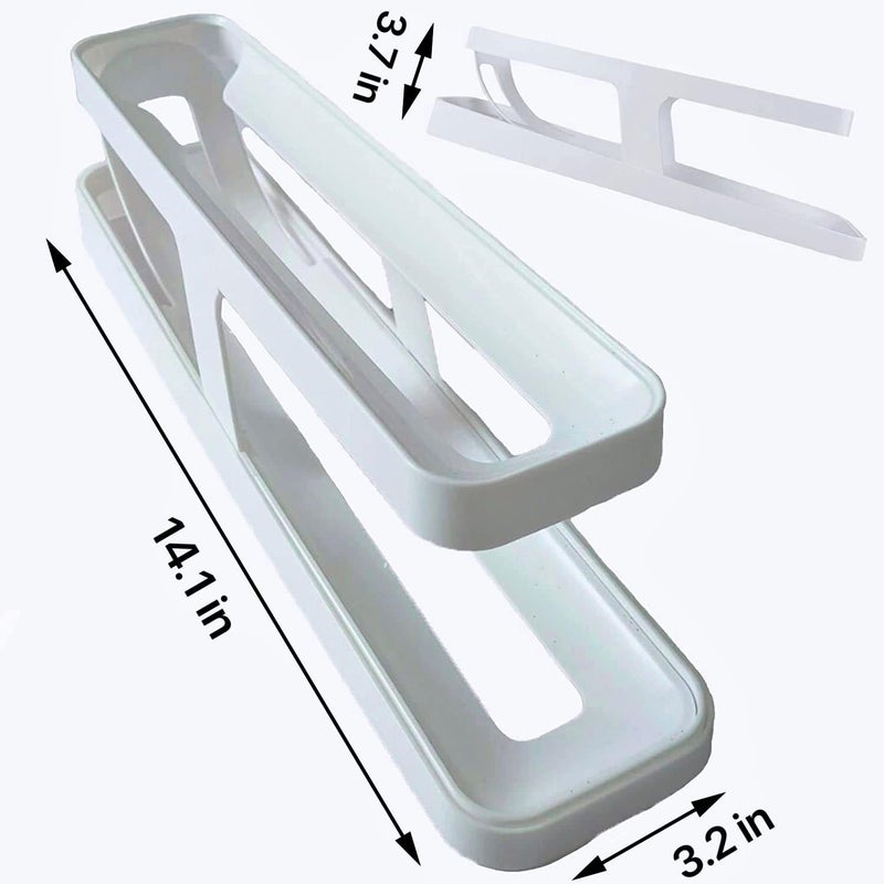 طقم منظم بيض أوتوماتيكي للثلاجة قطعتين - حامل بيض من طابقين يعمل بالجاذبية لتنظيم المطبخ - Image 3