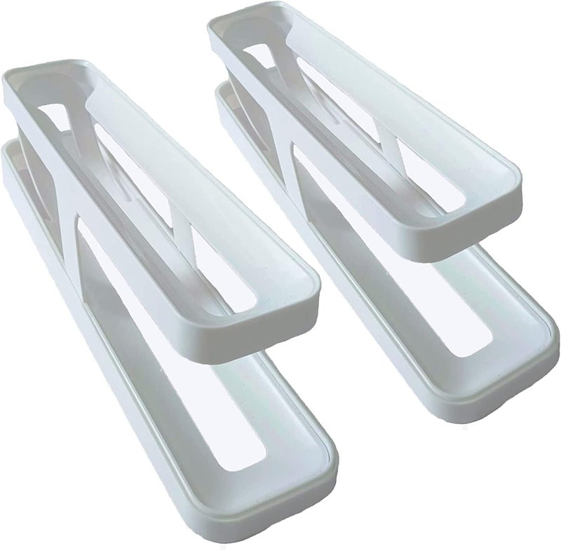 طقم منظم بيض أوتوماتيكي للثلاجة قطعتين - حامل بيض من طابقين يعمل بالجاذبية لتنظيم المطبخ - Image 2