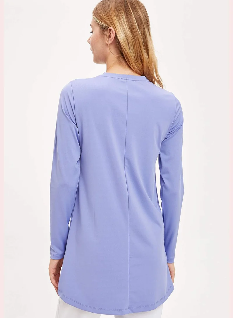 DeFacto Regular Fit Long Sleeve Label Print T-shirt