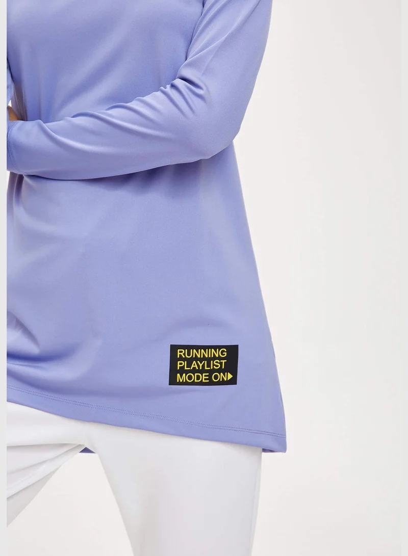 DeFacto Regular Fit Long Sleeve Label Print T-shirt