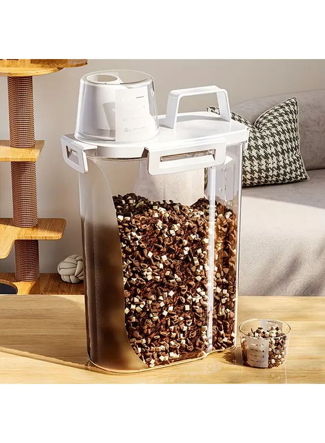 Large 101 44oz Cream Color Airtight Pet Food Storage Bucket With Sealed Lid And Measuring Cup - Image 4