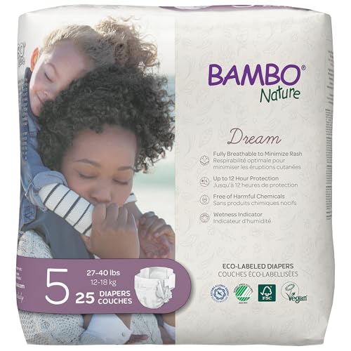 BAMBO NATURE حفاضات بامبو ناتشر المتميزة الصديقة للبيئة للأطفال، الحجم 5 (27-40 رطل)، 25 قطعة - Image 1