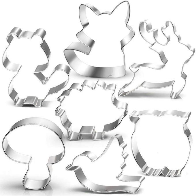 WOODLAND COOKIE CUTTER SET3 INCHES7 PIECEFOX OWL DEER BIRD HEDGEHOG SQUIRREL MUSHROOM FOREST ANIMAL COOKIE CUTTERS MOLDS FOR KIDS BIRTHDAY PARTY WOODLAND BABY SHOWER