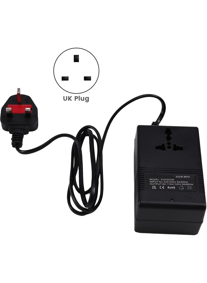 JOUDIYA 300W Step Down Voltage Converter 220V to 110V Transformer, UK Plug Power Converter for US & Japanese Electronics, Travel Voltage Adapter for Hair Straightener, Laptop, Camera & Household Devices - Image 4