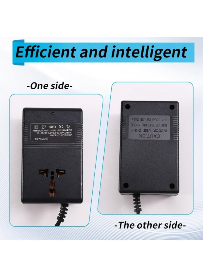 JOUDIYA 300W Step Down Voltage Converter 220V to 110V Transformer, UK Plug Power Converter for US & Japanese Electronics, Travel Voltage Adapter for Hair Straightener, Laptop, Camera & Household Devices - Image 3
