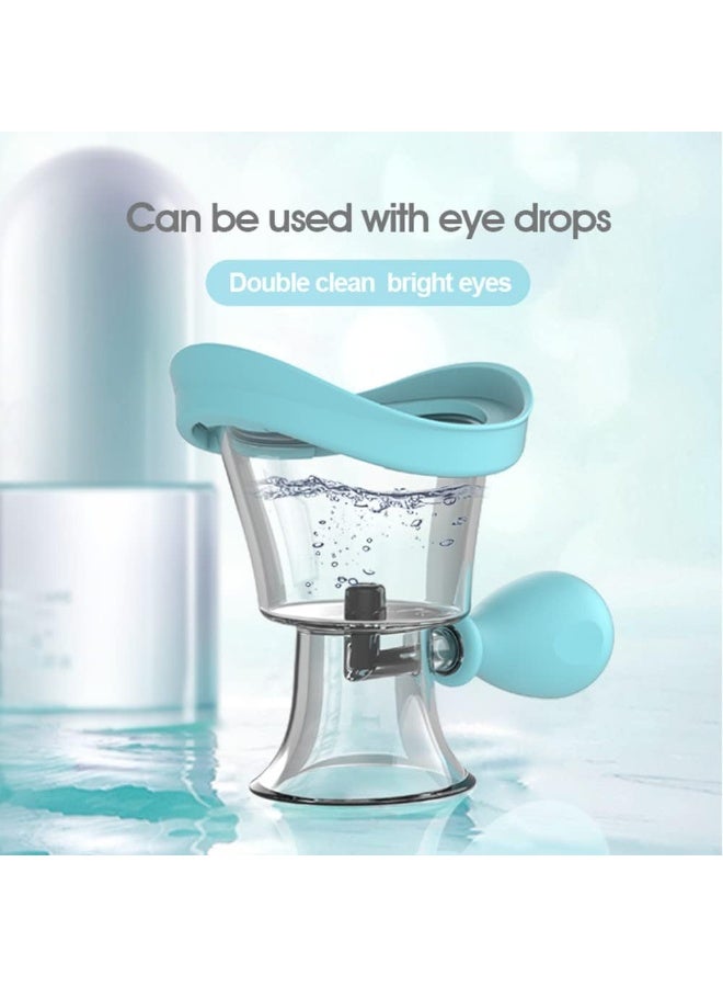 Soft Silicone Reusable Eye Wash Cup with Manual Air Pressure Pump, Portable Eyewash Rinse Cup for Cleaning Dust, Makeup, and Irritants, Transparent Design for Eye Fatigue Relief (Blue) - Image 5