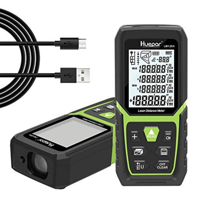 Laser Distance Measure with Li-ion Battery and Electric Angle Sensor, Backlit LCD Laser Measure M/In/Ft with Multi-Measurement Modes, Pythagorean, Distance, AreaandVolume - Image 1