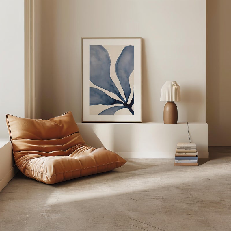 TNESSENTIAL Blue Botanical Wall Art | Bold Minimal Leaf | Fine Art Poster - Image 5