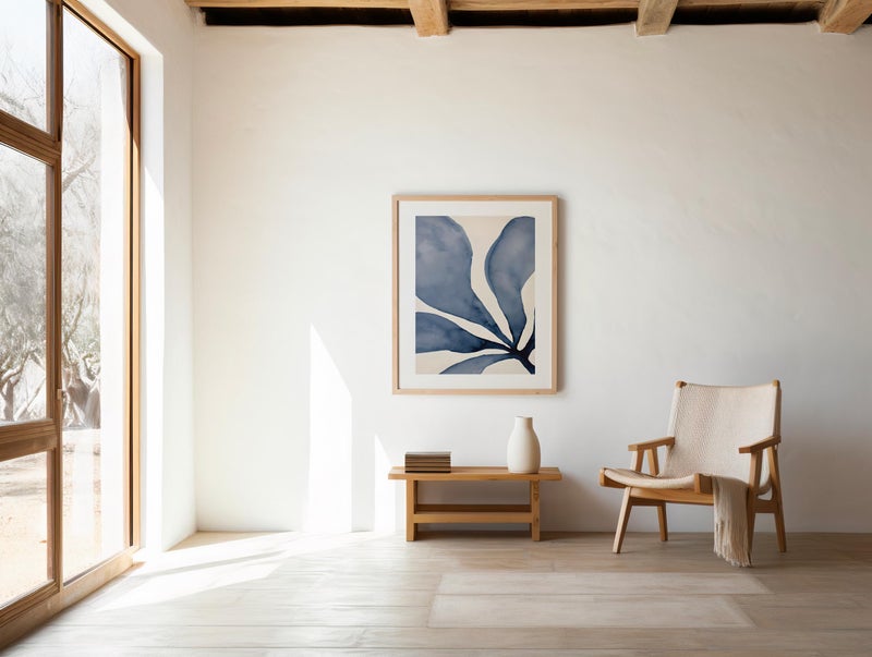 TNESSENTIAL Blue Botanical Wall Art | Bold Minimal Leaf | Fine Art Poster - Image 2