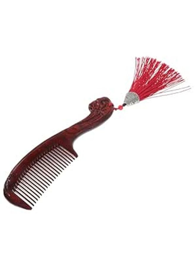 Wooden Massage Comb Hand Carved For Scalp Care Styling 160x50x13mm With Tassel - Image 1