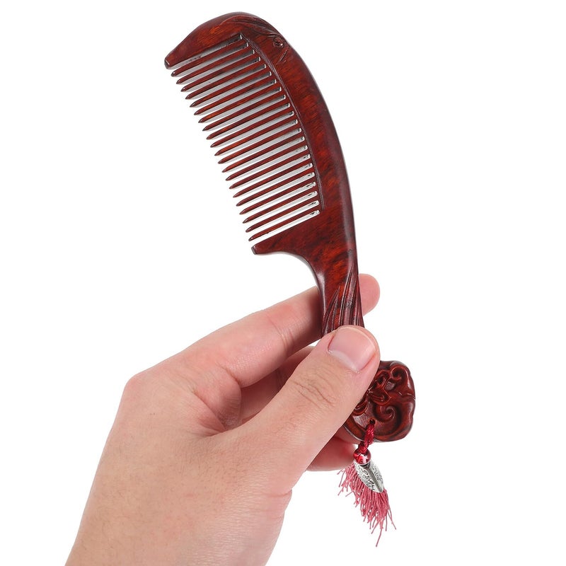 Wooden Massage Comb Hand Carved For Scalp Care Styling 160x50x13mm With Tassel - Image 5