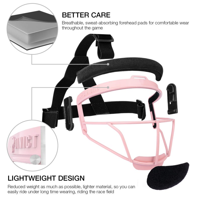 Dinictis Softball Face Mask, Lightweight, Comfortable, with Wide Field Vision, Durable and Safe Face Guards, Premium Protective Softball Fielder's Mask-Pink-Adult(L) - Image 3