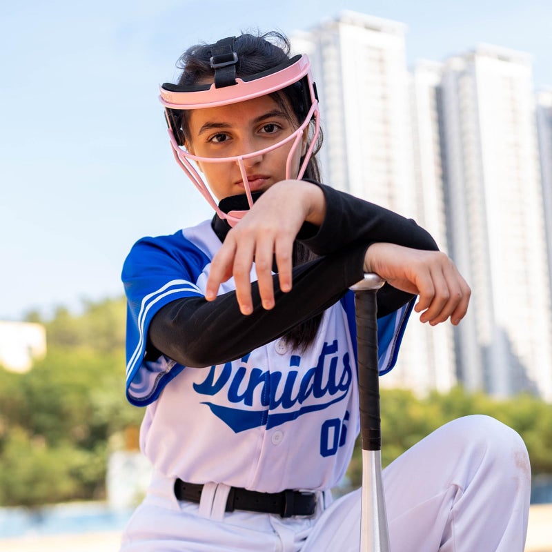 Dinictis Softball Face Mask, Lightweight, Comfortable, with Wide Field Vision, Durable and Safe Face Guards, Premium Protective Softball Fielder's Mask-Pink-Adult(L) - Image 5