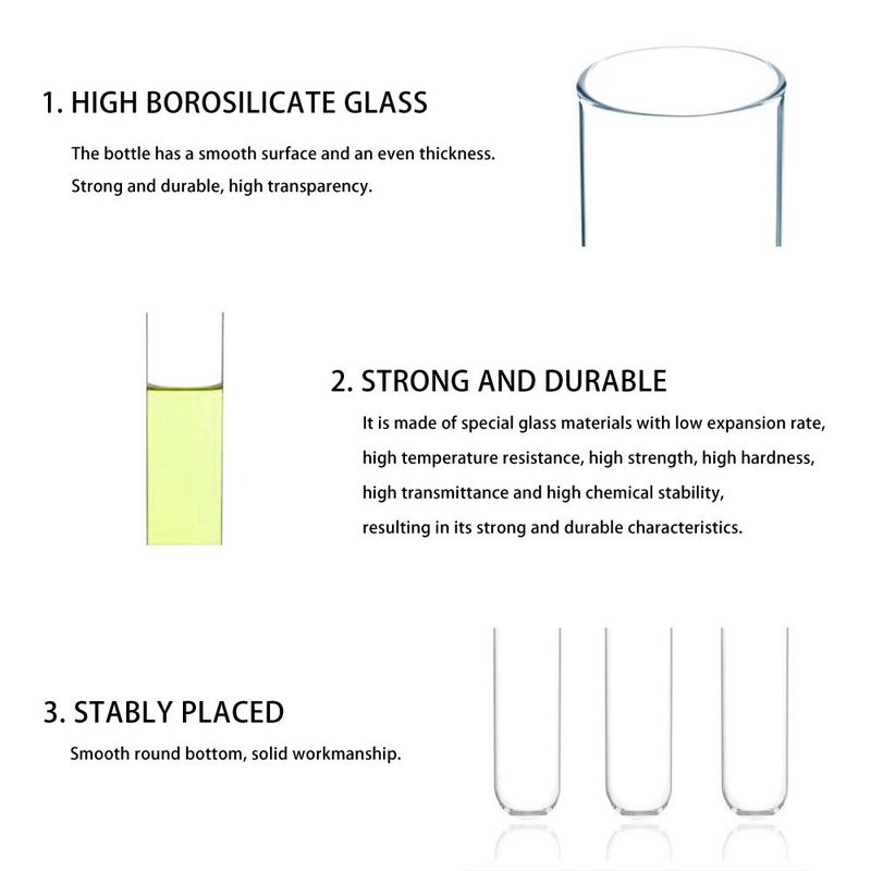 15pcs Borosilicate Glass Round Bottom Test Tubes 18x150mm Scientific Experiments Decor Holiday Gift - Image 3