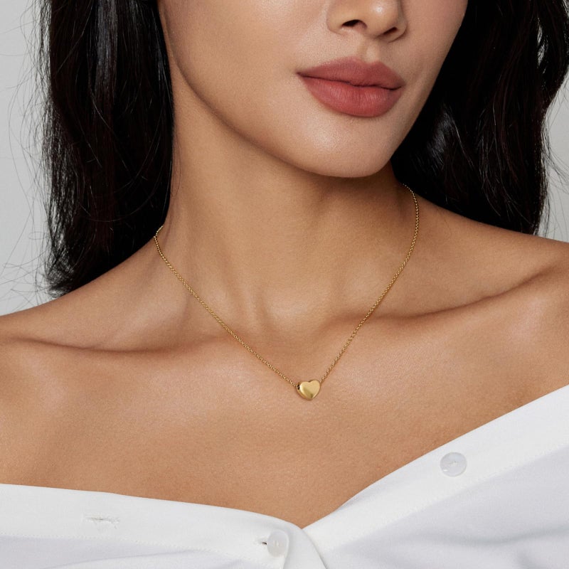 Zeffy Gold Heart Necklace Small Puffy Necklaces Trendy Dainty Tiny Heart Choker Necklaces Dainty Simple Gold Jewelry Christmas Gifts - Image 3