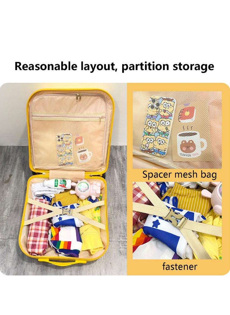 Kids Rolling Luggage, 20" Kids Suitcase with 3D Multiple View Design, ABS PC Material, Cute Cartoon Character Pattern Travel Trolley Case for Girls Boys Children