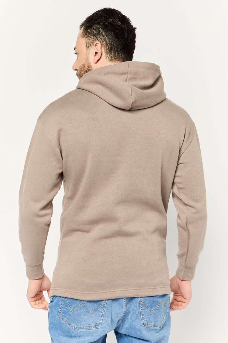 CROSSHATCH Men Hooded Long Sleeve Brand Logo Sweatshirt, Dark Stone - Image 4