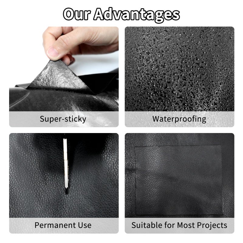 BSZHTECH Leather Repair Tape Self-Adhesive Leather Repair Patch for Couch Furniture Sofas Car Seats Advanced PU Vinyl Leather Repair Kit (Black, 3.9X79 inch) - Image 4