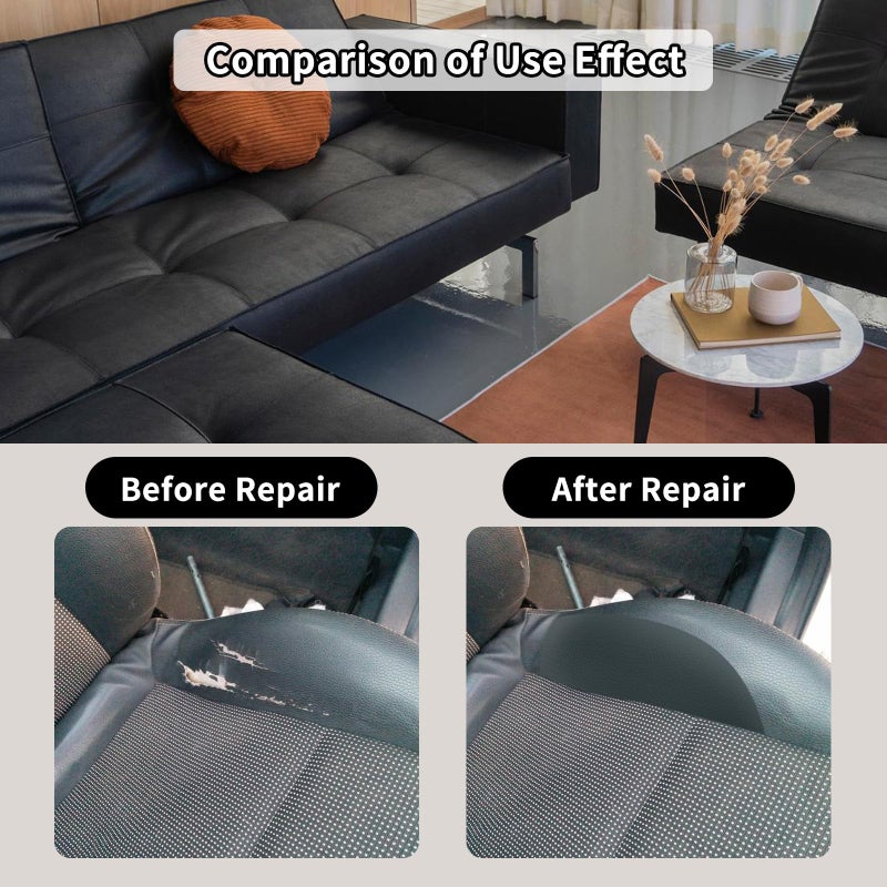 BSZHTECH Leather Repair Tape Self-Adhesive Leather Repair Patch for Couch Furniture Sofas Car Seats Advanced PU Vinyl Leather Repair Kit (Black, 3.9X79 inch) - Image 2