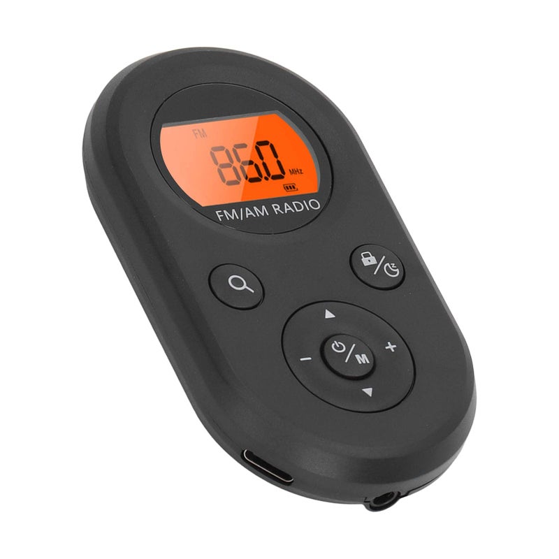 Mini AM FM Radio Portable Pocket Size Backlight Display Outdoor Travel Camping Black - Image 4
