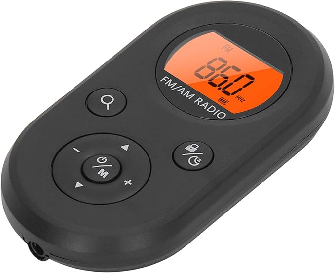 Mini AM FM Radio Portable Pocket Size Backlight Display Outdoor Travel Camping Black - Image 1