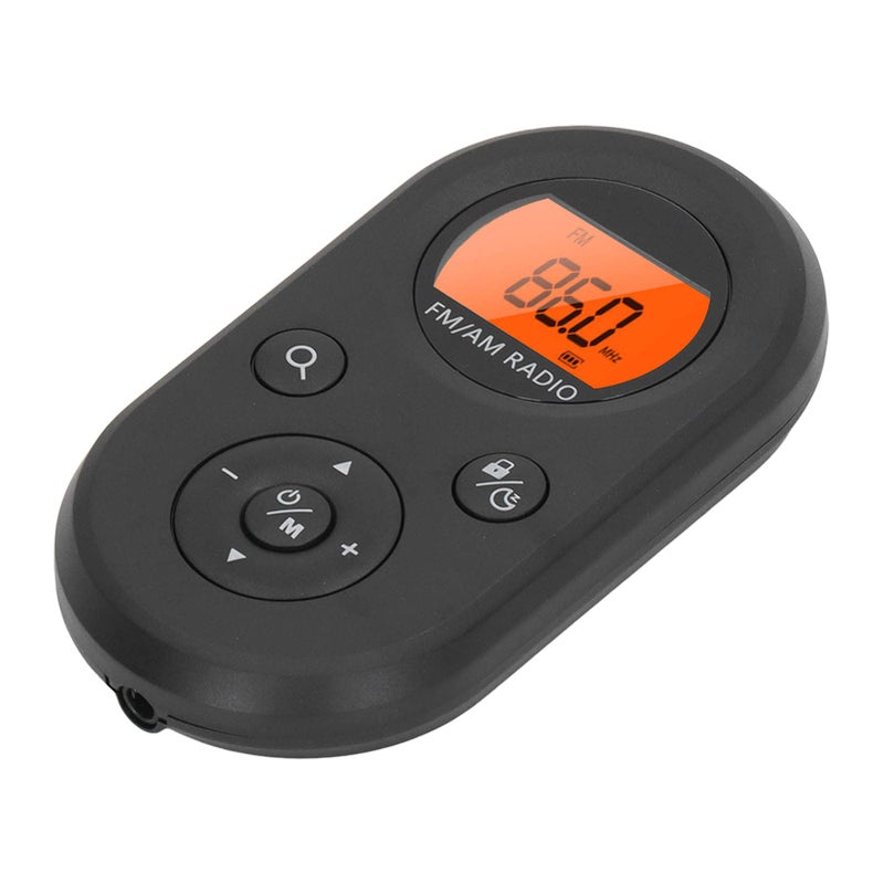 Mini AM FM Radio Portable Pocket Size Backlight Display Outdoor Travel Camping Black - Image 2