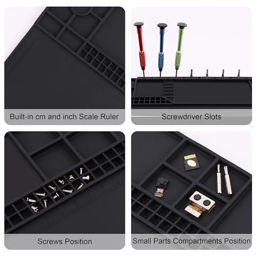 HPFIX Premium Heat Resistant 932°F 22"x 14.2" Magnetic Silicone Soldering Mat Electronics Work Mat for Computer Cell Phone Laptop Repair,BGA Soldering Gun Iron Workbench Protection - Image 5