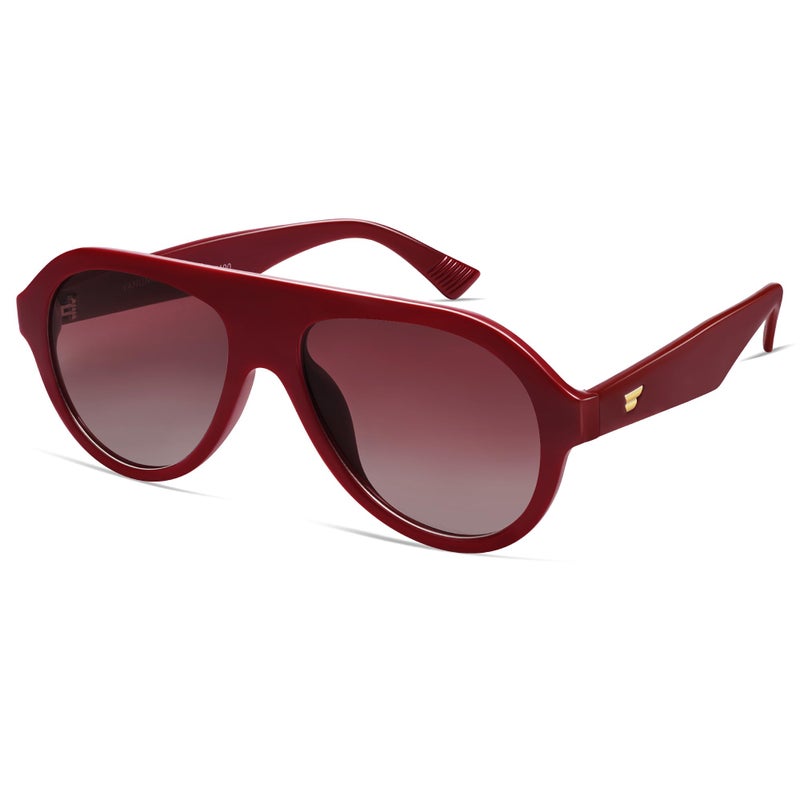 VANLINKER Retro Aviator Polarized Sunglasses for Men Women Trendy 70s Vintage Plastic Frame Sun Glasses VL9750,Red - Image 1
