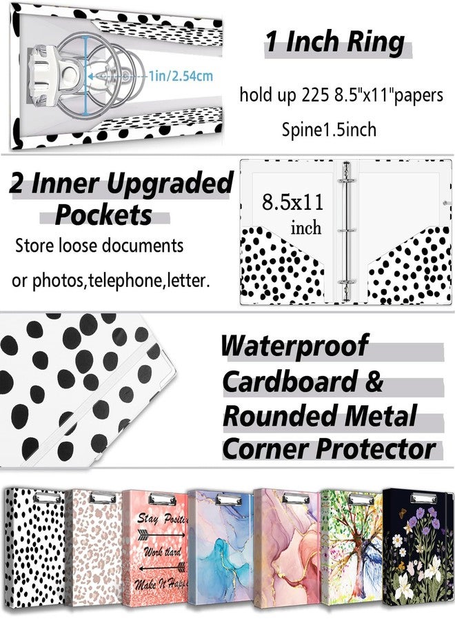 BVSSX 3 Ring Binder Organizer, 1 Inch Three Ring Binders with Clipboard, 5-Tabs Pockets Dividers, Transparent Plastic Folder, Pen Loop, 18 Divider Stikers, Decorative Binder, Polka Dot, Letter Size - Image 4