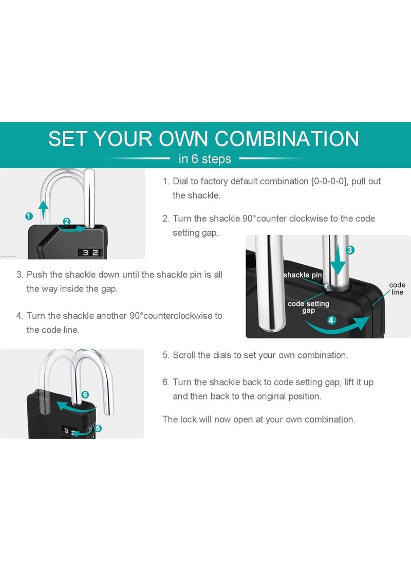 Zikra Combination Padlock for Gym Locker, Waterproof 4 Digit Combination Lock with DIY Name Tags, School Locker Padlock, Outdoor Padlock Weatherproof for Sheds, Fence Gate (Black, 2 Pack) - Image 2