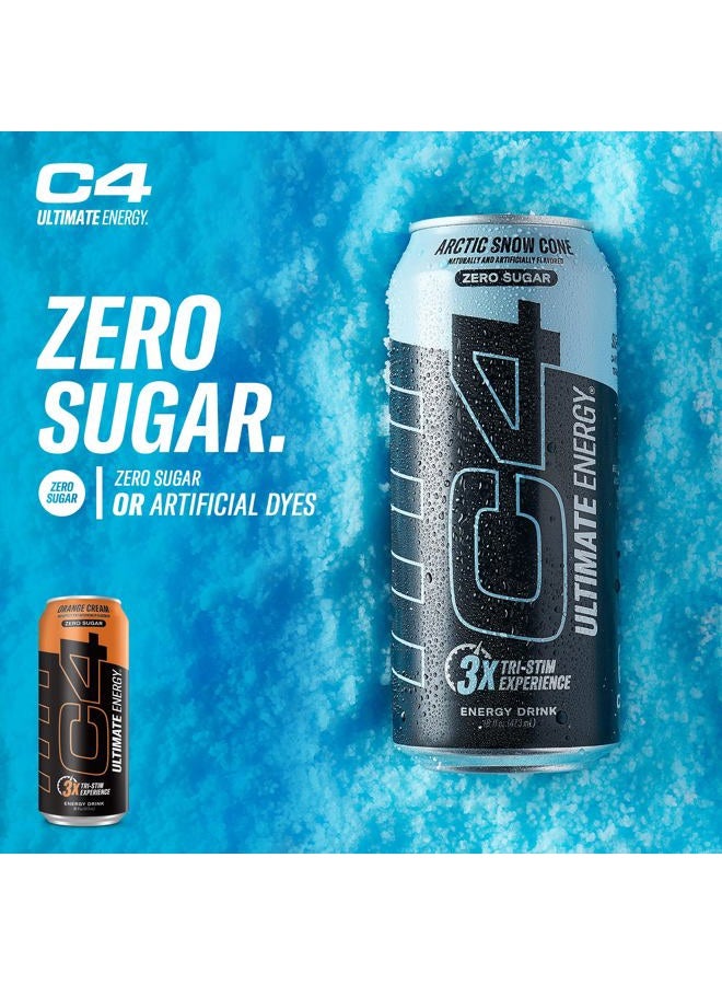 CELLUCOR C4 Ultimate | Pre Workout Sugar Free Energy Drink | Tri-Stim Experience with 300mg Caffeine + TeaCrine + Dynamine | Orange Cream| 16oz (Pack of 12) - Image 5