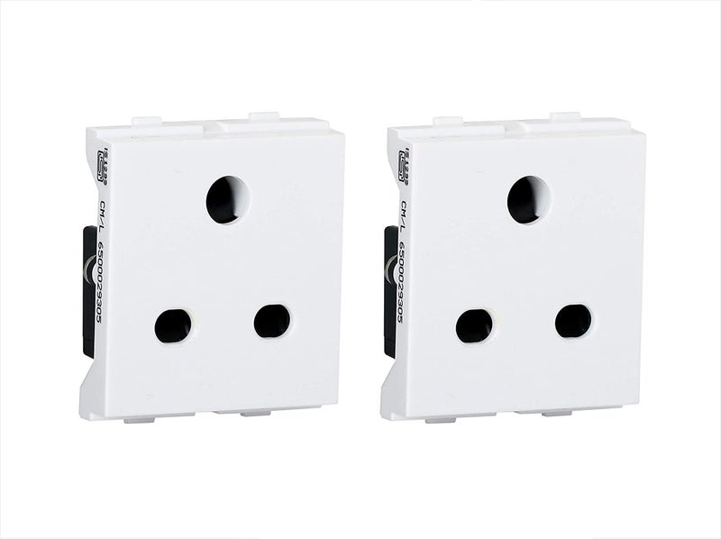 Salzer مقبس مودولار 3 دبابيس | مقبس طاقة 6 أمبير 240 فولت تيار متردد للاستخدام المنزلي والمكتبي | مادة UL94 مع بولي كربونات مثبتة بالأشعة فوق البنفسجية | أبيض (عبوة من 2) - Image 5