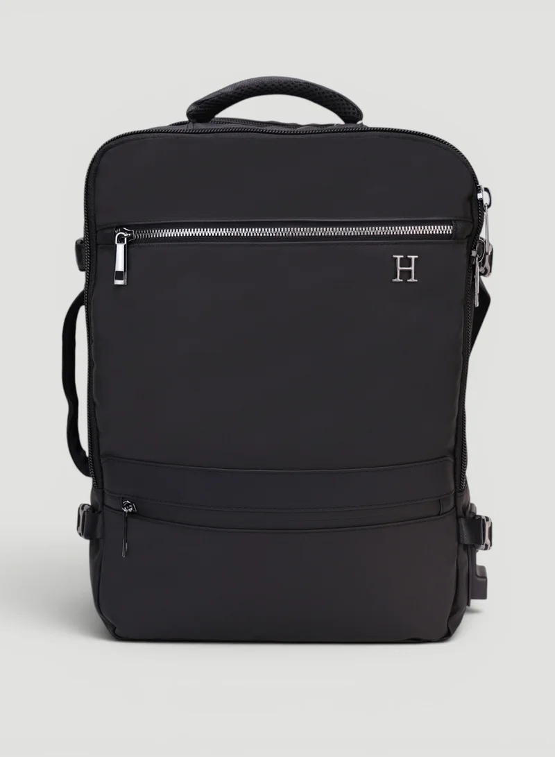 Hotel Collection Smart Travel Backpack – RFID Protection, Expandable, USB Charging, & Padded Laptop Compartment - Black
