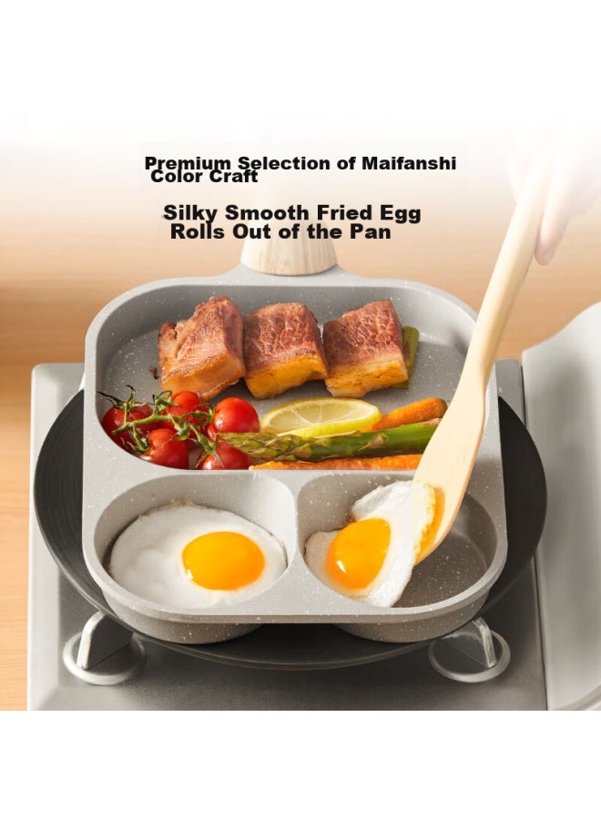 Joyoung Breakfast Pan, Household Flat Bottom Pan, Frying Pan, Breakfast Plate, Three-hole Non-stick Egg Burger Pan, Suitable For Open Flame, 23cm - Image 1