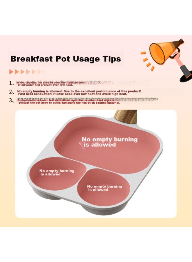 Joyoung Breakfast Pan, Household Flat Bottom Pan, Frying Pan, Breakfast Plate, Three-hole Non-stick Egg Burger Pan, Suitable For Open Flame, 23cm - Image 4